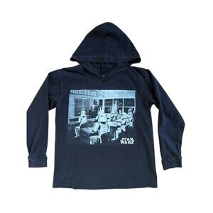 Star Wars Stormtrooper Darth Vader Black Long Sleeve T-shirt Hooded (Youth 7/L)